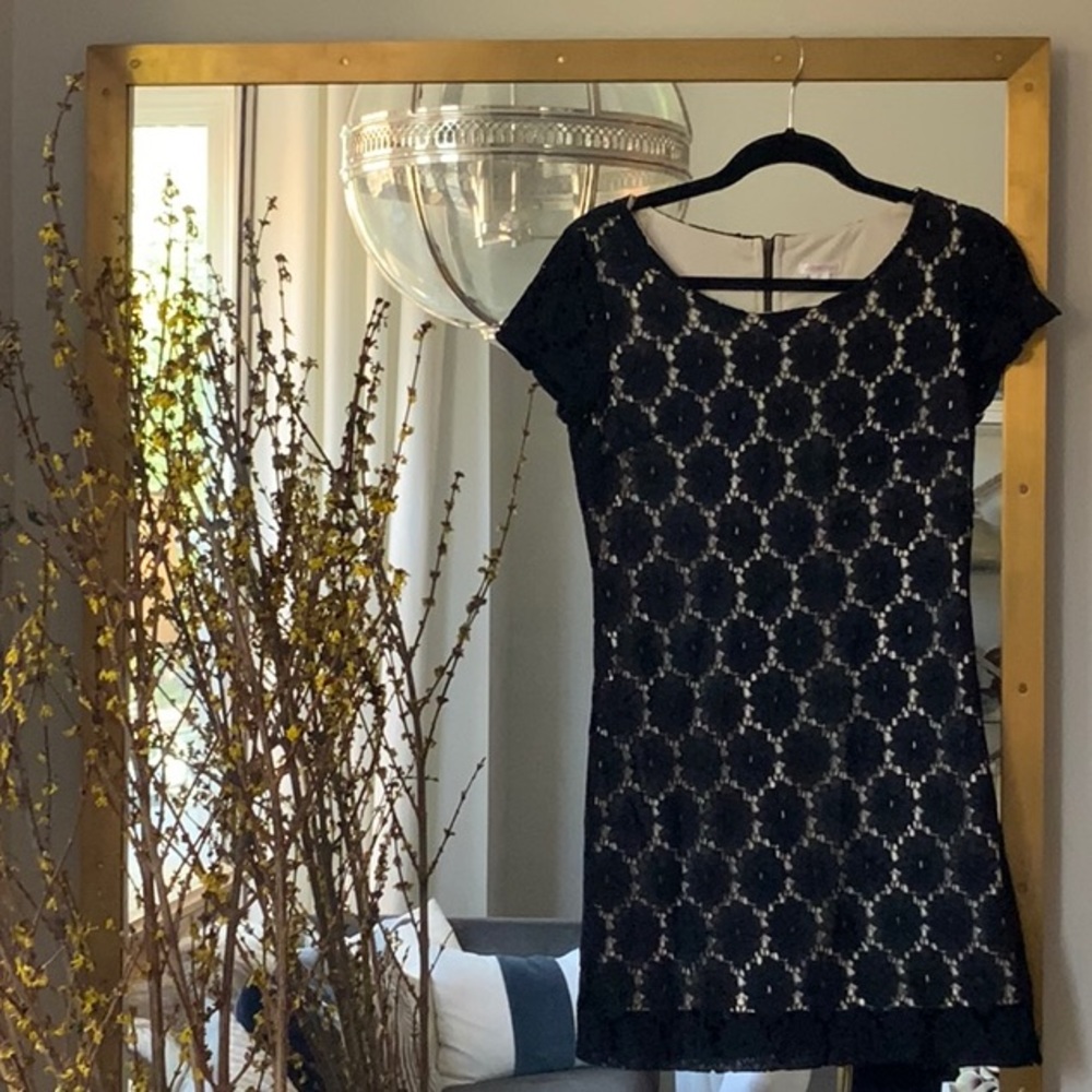 Black Lace Mini Dress Figure Flattering